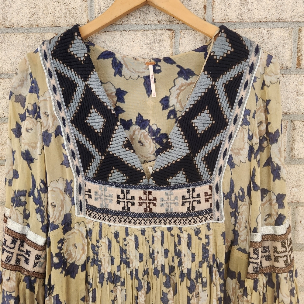 NWT Free People Bold Blooms Embroidered Boho Dress - Picture 4 of 9